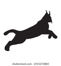  lynx silhouette on a white background. lynx for logo. Bobcat silhouette, Lynx rufus vector illustration