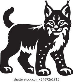 Lynx silhouette vector illustration on white background.