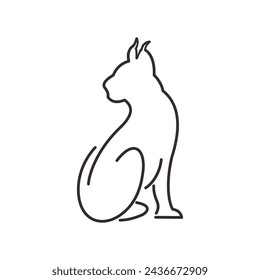 lynx está sentado en una línea estilo ilustración vectorial