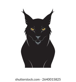 Lynx Staring With Alert Ears Silhouette Illustration