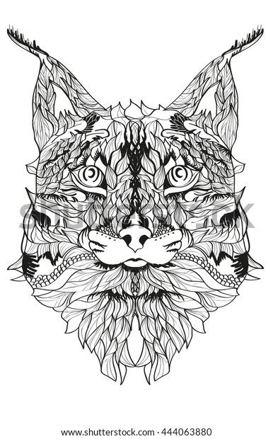 Lynx Tattoo Stock Vector (Royalty Free) 444063880