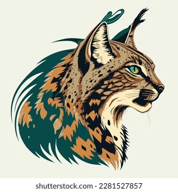 Lynx or wild animal roaring muzzle for sport team mascot. Vector isolated flat icon of wildcat Lynx predator symbol for blazon, badge or hunting nature adventure club. 