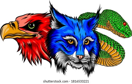 Lynx Wildcat eagle snake Logo Mascot