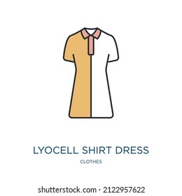 lyocell shirt dress icon from clothes collection. Thin outline lyocell shirt dress, clothes, dress detailed offset lineal color icon isolated on white background. Line vector lyocell shirt dress sign,