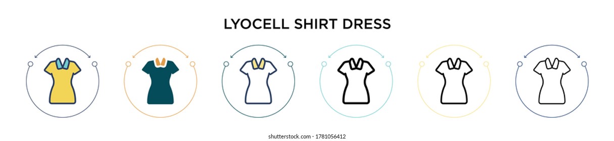 Lyocell shirt dress icon in filled, thin line, outline and stroke style. Vector illustration of two colored and black lyocell shirt dress vector icons designs can be used for mobile, ui, web
