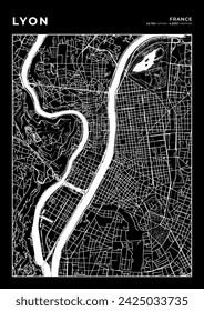 Lyon City Map, Cartography Map, Street Layout Map