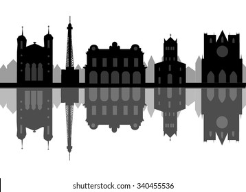 Lyon City skyline in France