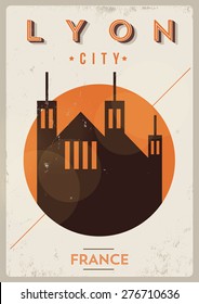 Lyon City Vintage Poster Design