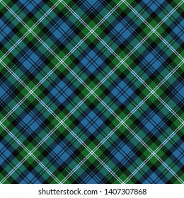Lyon Clan Tartan. Diagonal cell, seamless pattern for fabric, kilts, skirts, plaids