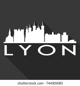 Lyon Flat Icon Skyline Silhouette Design City Vector Art Famous Buildings.
