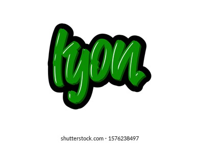 Lyon, France city hand drawn modern brush lettering. Vector illustration logo text for webpage, print and advertising