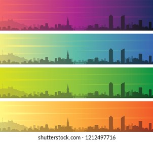 Lyon Multiple Color Gradient Skyline Banner