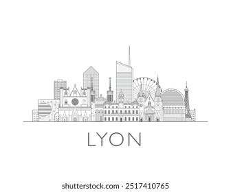 Lyon Skyline cityscape vector illustration