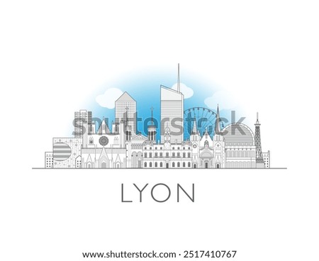 Lyon Skyline cityscape vector illustration