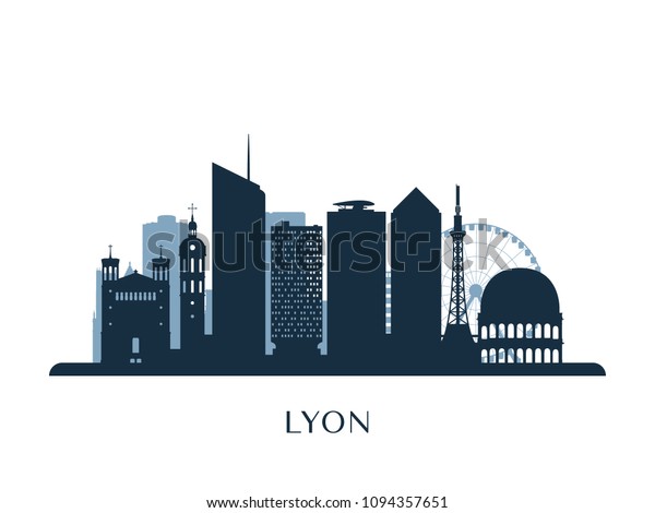 Lyon Skyline Monochrome Silhouette Vector Illustration Stock Vector ...