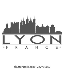 Lyon Skyline Silhouette Design City Vector Art