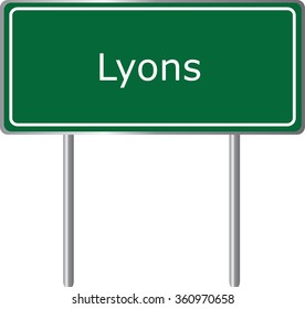 Lyons , Colorado, road sign green vector illustration, road table, USA city