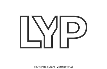LYP logo design template with strong and modern bold text. Initial based vector logotype featuring simple and minimal typography. Trendy company identity ideal for businesses brand presence.