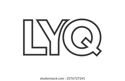 LYQ logo design template with strong and modern bold text. Initial based vector logotype featuring simple and minimal typography. Trendy company identity ideal for businesses brand presence.