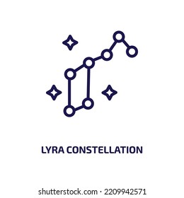 ícono de la constelación de lyra de la colección de astronomía. Estelares lineales delgados, constelación, ícono de contorno astronómico aislado en fondo blanco. Signo de constelación de liras del vector de línea, símbolo 