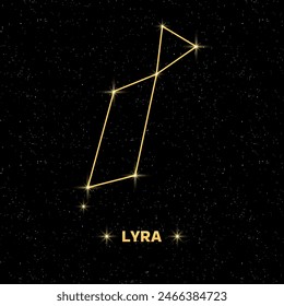 Lyra Constellation Icon. Starry Sky Icon. Flat Style. Vector icon