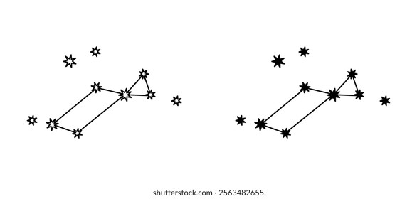 Lyra Constellation icons in outline and fill. vector illustration for ui.