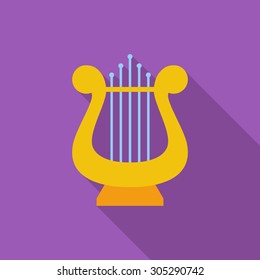 Lyra icon. Flat vector related icon with long shadow for web and mobile applications. It can be used as - logo, pictogram, icon, infographic element. Vector Illustration.