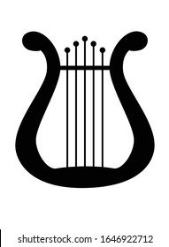 Lyra - a symbol of inspiration a musical instrument - vector silhouette for your logo. Harp - a symbol of art - an icon for a logo or a pictogram.