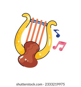 Lyre doodle vector filled outline Sticker. EPS 10 file