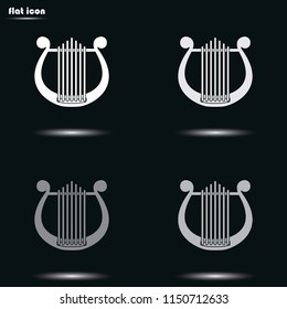 Lyre flat grayscale vector icon.