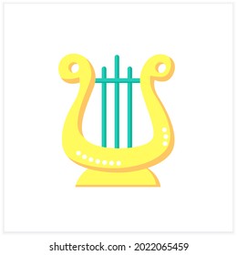  Lyre flat icon. Ancient classical greek string musical instrument. Classical, ethnic and modern music. Music from different countries. Symbol of poetry. 3d vector illustration