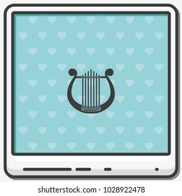 Lyre flat vector icon.