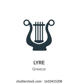 Lyre glyph icon vector on white background. Flat vector lyre icon symbol sign from modern greece collection for mobile concept and web apps design.