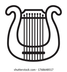 Lyre harp classical musical instrument line art vector icon for music apps and websites