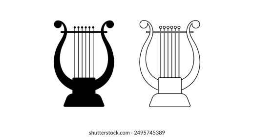 Lyre harp icon set islated on white background