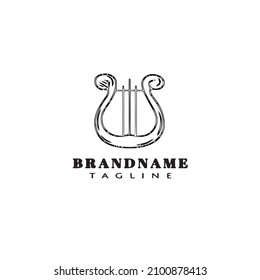 lyre harp vintage logo cartoon icon design template black modern isolated vector