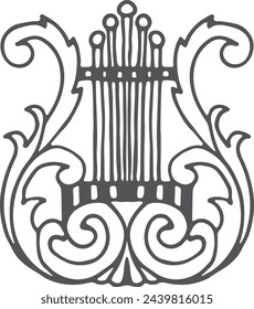 Lyre icon. Ancient music symbol. String instrument