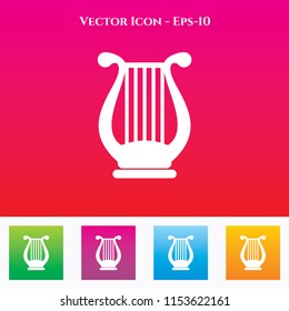 Lyre Icon in Colored Square box. eps-10