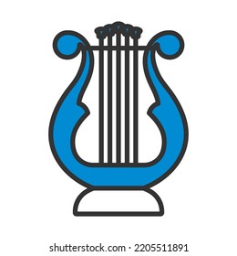 Lyre Icon. Editable Bold Outline With Color Fill Design. Vector Illustration.