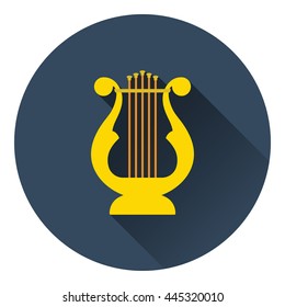 Lyre icon. Flat color design. Vector illustration.