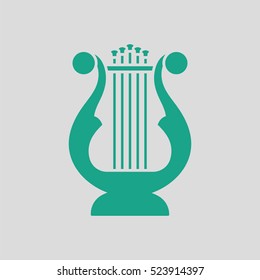 Lyre icon. Gray background with green. Vector illustration.