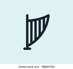 Lyre icon line isolated on clean background. Harp concept drawing icon line in modern style. Vector illustration for your web site mobile logo app UI design.