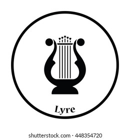 Lyre icon. Thin circle design. Vector illustration.