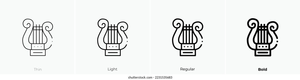 lyre icon. Thin, Light Regular And Bold style design isolated on white background