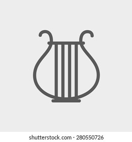 Lyre icon thin line for web and mobile, modern minimalistic flat design. Vector dark grey icon on light grey background.