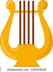 Lyre instrument, illustration, vector on white background.