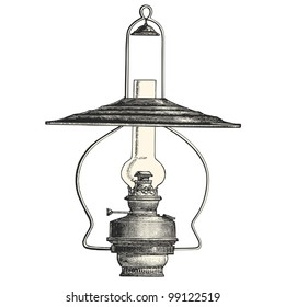 Lyre Lamp - Vintage Engraved Illustration - Catalog Of A French Department Store - Paris 1909