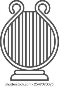 Lyre line icon. Classic orchestra music symbol