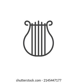 Lyre Music Instrument Line Icon. Linear Style Sign For Mobile Concept And Web Design. Harp Lyre Outline Vector Icon. Symbol, Logo Illustration. Vector Graphics