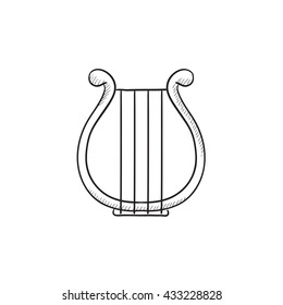 Icono de esbozo vectorial liso aislado en el fondo. Icono de Lyre dibujado a mano. Icono de boceto de letras para infografía, sitio web o aplicación.